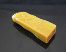 A Chinese russet coloured soapstone `bamboo` seal, 6cm.
