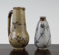 A Martin Brothers small stoneware ewer and a similar smaller vase, late 19th/early 20th century,