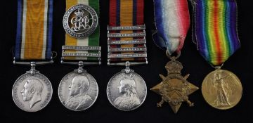 A Boer War and Great War medal group of five to Colour Sergeant H. Bedford, Durham Light Infantry,