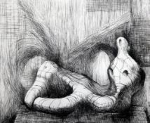 § Henry Moore (1898-1986)etching,Reclining Figure Piranesi Background II (Cramer 511),initialled