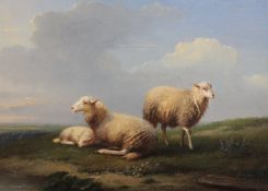 E. Van den Donck (Dutch, 19thC)oil on wooden panel,Sheep in a landscape,signed and dated 1869,6.75