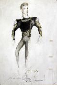 Leslie Hurry (1909-1978)ink and watercolour,Costume design for Prince Seigfried in Le Lac des