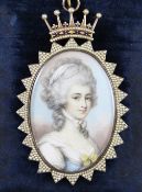 After Richard Cosway (1742-1821)oil on ivory,Miniature portrait of a lady, reputedly the Countess