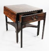 A George III mahogany Pembroke architect`s table, with pull out drawer front revealing a fitted
