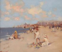 Ken Moroney (b. 1949)oil on card,Beach scene,signed,5.5 x 6.5in.