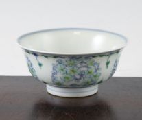 A Chinese doucai small bowl, Yongzheng mark, Republic period, decorated with prunus medallions to