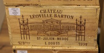 A case of twelve Chateau Leoville-Barton 1998, St. Julien, owc. Known for its moderation in all