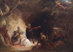 John Hamilton Mortimer (1740-1779)oil on wooden panel,Theatrical Scene,13 x 17.5in.