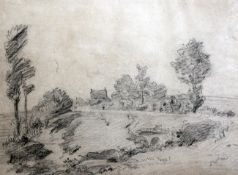 Johann-Barthold Jongkind (1819-1891)black crayon,""La route à Pantin"", Provenance; widely