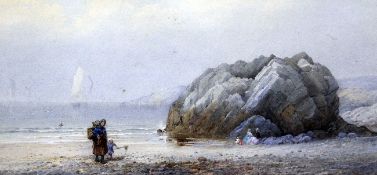 William Markswatercolour,Coastal landscape with figures on the shore,signed and dated `66,8.25 x