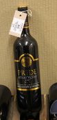 Nine bottles of Pride Mountain Vineyards Merlot 2004, St. Helena, Napa Valley.