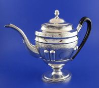 A George III silver pedestal coffee pot by Robert Hennell I & Samuel Hennell, of oval form, with