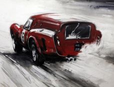 § Dion Pears (1929-1985)pencil, watercolour and gouache,The Le Mans 62 Ferrari Bread-Van,signed,20.