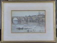 Joseph Milner Kite (1862-1946)pencil and watercolour,Le Pont à Montauban,signed,7 x 11in.