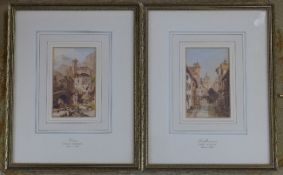 Attributed to James Holland (1800-1870)pair of watercolours,Veuex and Schaffhausen,3.75 x 2.5in.