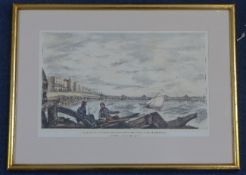 James Rousecoloured lithograph,The Marine Parade and the Suspension Chair Pier, Brighton, 1823, The