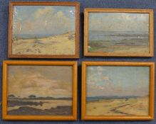 Joseph Milner Kite (1862-1946)4 oils on card,Coastal landscapes,2 signed,largest 5 x 6.5in.