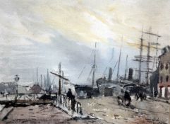 Ferdinand Luigini (1870-1943)watercolour,Harbour scene,signed,10.5 x 14.5in.