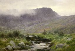 Alfred Mitchell (fl.1894-1904)watercolour,Mountain landscape,signed,18 x 27in.