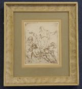 Attributed to Andrea Lanzani (1641-1712)pen and ink,The Pieta,6.25 x 5in.