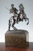 Rudolf Kuchler (Austrian b.1867-). A patinated bronze figure group of a classical warrior on