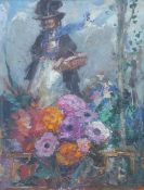 John Henry Amshewitz (SA, 1882-1942)oil on board,Flower seller,signed,14 x 10.5in.