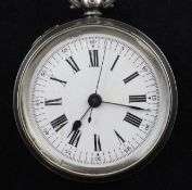 An early 20th century Swiss 935 standard silver keywind pocket watch, the case enamelled with a