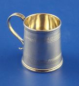 A 19th century Indian colonial silver christening mug by Hamilton & Co, Calcutta, of tapering
