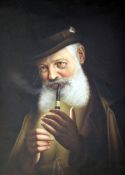 A Berlin KPM porcelain rectangular plaque, late 19th century, painted with a gentleman smoking a