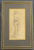 Manner of G B Salvi called Sassoferrato (1609-85)pencil drawing,The Penitent Magdalene,10.5 x 5.