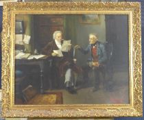 Attributed to Franz ""von"" Persoglia (1852-1912)oil on canvas,`Reading the will`,signed,21 x 26.