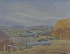 Ethelbert White (1891-1972)watercolour,Farm carts in a landscape,signed,10.5 x 13.5in.