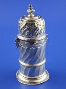 An Edwardian Brittania standard silver lighthouse sugar caster by Charles Start Harris, with