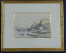 19th century French Schoolpencil and watercolour,Views of Napoule near Cannes, Ste Marguerite and