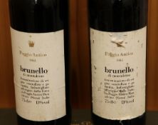 Two bottles of Brunello di Montalcino 1983, Poggio Antico.