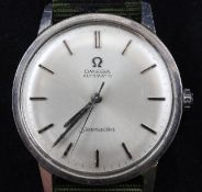 A gentleman`s 1960`s stainless steel Omega Seamaster automatic wrist watch, with baton numerals and