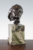 Auguste Rodin (1840-1917)bronze,Petite tête au nez retroussé,signed, Provenance; The Carfax Gallery