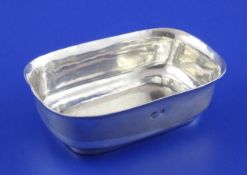 A late 19th/early 20th century Turkish silver dish, of plain rounded rectangular form, Tughra mark,