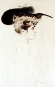 Paul Cesar Helleu (1859-1927)drypoint etching,Elegante au Chapeau de Profil,signed in red crayon,