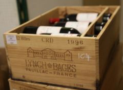 Ten bottles of Chateau Lynch Bages 1996, Pauillac, owc.