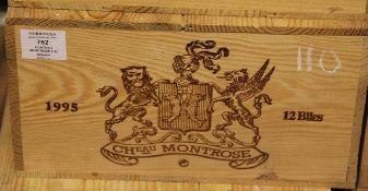 A case of twelve bottles of Chateau Montrose 1995, St. Estephe, owc.A case of twelve bottles of