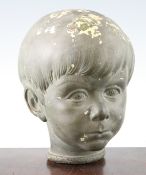 James Woodford (1893-1976) `Samuel` a painted plaster head of a young boy, impressed initials JW,