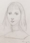 Tsugoharu Foujita (1886-1968)pencil drawing,Head of a young woman, provenance; from the estate of