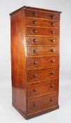 A Victorian mahogany tall chest, of nine graduated drawers with bun handles, W.2ft 6.5in. H.6ft