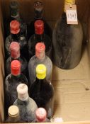 A fourteen bottle equivalent lucky dip of partially or completely unidentified wines from the c.