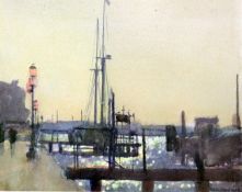 Ken Howard (1932-)watercolour,Harbour viewsigned and dated 3.10.88,6.75 x 8.5in.