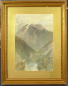 Benjamin J.M. Donne (1831-1928)watercolour,Alpine view,signed,20 x 13.5in.