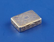 A George IV silver vinaigrette by Nathaniel Mills, of rectangular form with all over engraved