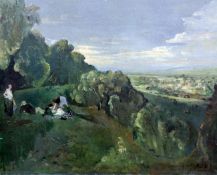 Rodney Joseph Burn (1899-1984)oil on canvas,Picnickers in a landscape,initialled,24 x 30in,