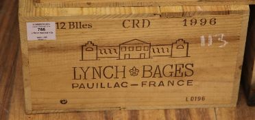 A case of twelve bottles of Chateau Lynch Bages 1996, Pauillac, owc.A case of twelve bottles of